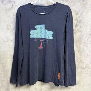 Patagonia ‘The Stoke’ T Shirt Men M 21.5x26.6 Blue Long Sleeve Biking Outdoor